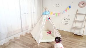 ReadyStock🇲🇾Baby Portable Canva Tipi Folding Indoor Teepee Original Triangle Indian Kid Tent Little Play House Tent Mat