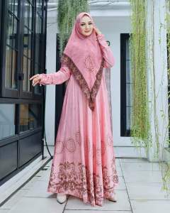 (COD) REALPICT GAMIS SYARI JUMBO PRINTING BAHAN ARMANI LD 120 PB 143 FIT XXL