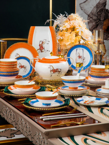 mornenjoy | New Years Eve Family Gathering Premium Bone China Dinnerware Set