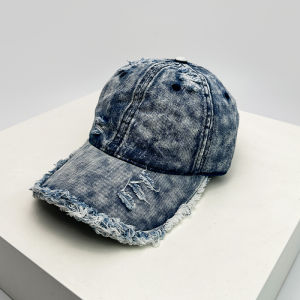 New Arrival American Street Retro Tattered Jeans Style Baseball Hat Mens and Womens Gradient Sunshade Distressed Minority Fashion Peaked Cap