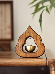 Wooden Door Bell with Brass Chime | Dopamine Car Hanging Ornament Handmade Entryway & Home Decor Meditation Chime