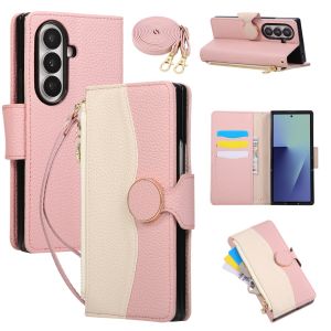 szhaiyu | Crossbody Zipper Wallet Card Holder Phone Case for Samsung Galaxy Z Fold Fold 8 Ultra 7 6 5 4 3 5G Lanyard PU Flip Leather Cover