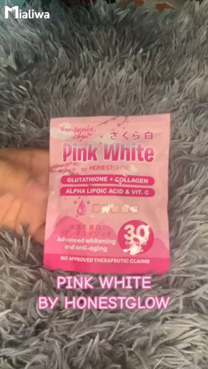Honest Glow Pink White Capsules, Glutathione Collagen Alpha Lipoic Acid  Vitamin C, Whitening Organic Natural Food