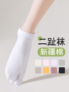 Womens Summer Thin Cotton Socks Two-Finger Toe Separation Slippers Home Comfortable Breathable Absorb Sweat Short Socks