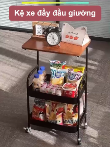 Kệ di động bàn phụ có mặt bàn nhiều tầng phòng khách gia đình bàn cà phê đồ chơi xe đẩy đồ ăn nhẹ giá lưu trữ