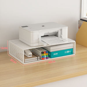 ชั้นวางเครื่องพิมพ์แบบสองชั้นสำหรับเลื่อนขึ้น ชั้นวางเอกสาร ชั้นวางของสำนักงานขนาดเล็ก ชั้นวางของแบบเรียบง่ายและโมเดิร์น