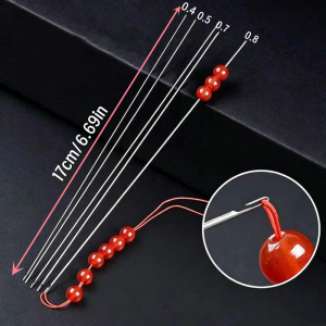 2pcs Beaded Needles With Steel Needles Long And Thin Beaded Leads Side Threaded Hooks And Beads For DIY Handmade Jewelry
