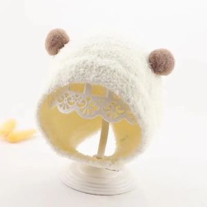 Cute Windproof Baby Hat Ear Protection Cartoon Bear Baby Knitted Hat Winter Warm Girls Boys Beanie Toddler Caps