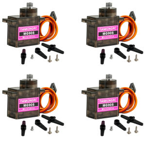 4PCS MG90S 9g Micro Servo Motor All Metal Gears Digital Servos 20T for Arduino Robot Helicopter Airplane Car Model 180/270/360°