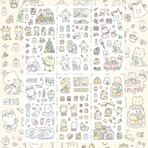 เกาหลีน่ารักการ์ตูนกระต่ายหมีสติกเกอร์ Kawaii สัตว์บัญชีมือ Photo Album Planner ไดอารี่สมุดภาพ DIY สติกเกอร์ตกแต่ง