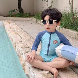 Bộ Đồ Bơi Trùm Đầu Dài Tay Chống Nắng Dễ Thương Cho Bé Trai Quần Lót Bơi Polyester Bộ Đồ Bơi Trẻ Em Tagkita