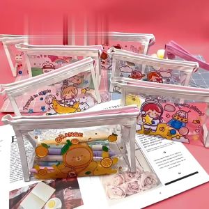 Bunda Choice-A60 Tempat Pensil Transparan Motif Kartun Tas Pouch Travel Multifungsi / Tas Pencil