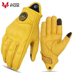 Classic Vinatge Goatskin Motorcycle Gloves Summer Men Perforated Leather Motorbike Motocross Gloves Bicycle Motorcyclist Guantes