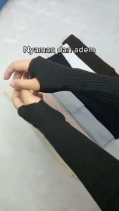 Handsock rajut / manset tangan45 cm rajut polos lubang jempol premium