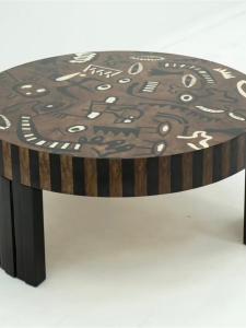 Rustic Italian round Solid Wood Coffee Table Designer Style Living Room Tea Desk Hand-Painted Artistic Home Use Coffee Table