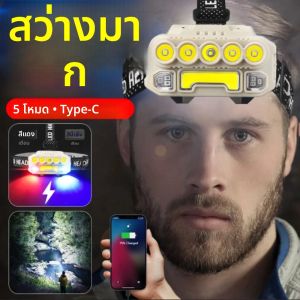 Super Bright ไฟหน้าที่มีประสิทธิภาพแบบชาร์จไฟได้ 18650 แบตเตอรี่โคมไฟหัวไฟฉายหมวกนิรภัยไฟฉาย Survival ไฟหน้า