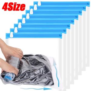 Reusable Travel Vacuum Storage Bags Space Saver Luggage Bag Portable Hand Rolling Clothing Compression Bags for Travel Organizer