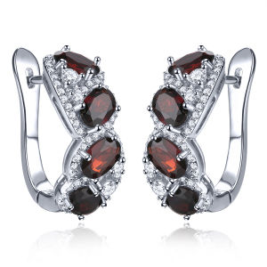 Lohaspie Jewelry Real 2.2 Carats Solid Sterling Silver 925 Clip Earring Original Natural Opal Garnet Clip Earring Opal Stone Original Garnet Earring Birthstone For Women Jewelry