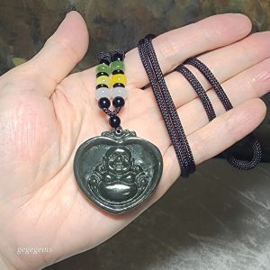 Nephrite good greasiness green Buddha in Ones Heart pendant (with certificate) 且末和田玉油润佛在心中吊坠(带证书)