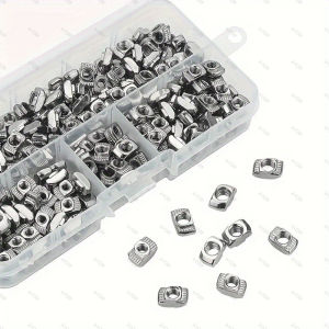 100pcs 2020 Series Industrial Aluminum T Nuts: M3/M4/M5 T Slot Hammer Head FastenersCarbon Steel Assortment Kit