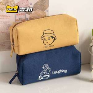 TACOTACO Large Capacity Canvas Pencil Case Boys Style High School Junior High Stationery Storage Bag Simple Ins High Aesthetic Value