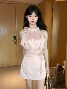 Bộ váy hai mảnh CHANGTONG cổ yếm dáng ôm phong cách Hàn Quốc ngọt ngào mùa hè 2025