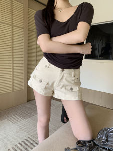 Trendy High-Waist American Style Jeans Shorts
