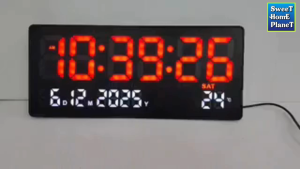 Jam Dinding LED Besar 36cm × 16cm – Paparan Alaram Tarikh Suhu & Mod Snooze