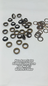 Mata Ayam Eyelet Diameter Lubang 1 cm Warna Antique Gold ATG Bakar Harga Per Pack isi 50 Pcs