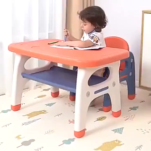 LUCKYBABE Study Table For Kids With Chair With Drawers Set For 1-8 Years Childrens Desk and Chair Set with Storage and Organizer