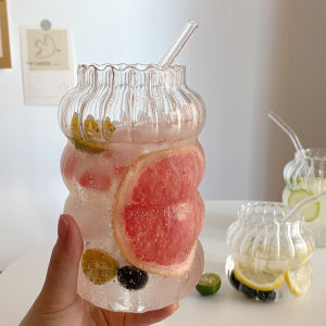 Korean Style Large Capacity Fruit Tea Cup Cold Drink Cup Soda Bubble Water Cup Coffee Juice Cup Refreshing Style Glass Cup