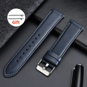20mm 22mm Quick Release Retro Brown Blue Leather Watch Band Straps for Seiko Smartwatch Wrist Bracelets for Samsung Galaxy Watch