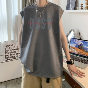 White Suede Vest Mens Summer American Trendy Brand 280g Heavyweight Sleeveless T-Shirt High-End Feeling Cool Shoulder Pad