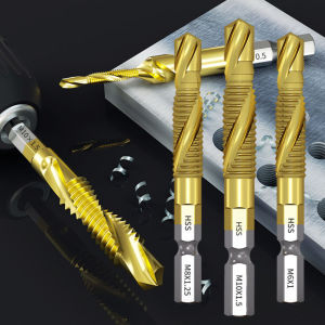 6Pcs Mata Bor Ulir Sekrup Besi Kayu Alumunium Plat Plastik Set Komplit Mata Bor Tap Ulir Sekrup Drill Bit Countersink Kontersink Hss M3-M10 6 Pcs