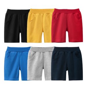 Kids High Quality Short Pants Summer Sporty and Fashionable Plain Color Cotton for Boys 1-9 Years Old