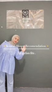 [FAEYZA.CLO] Nazha Top Blouse - Atasan Salur Wanita Kekinian Bahan Katun All Size - COD - Instan