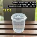 Gelas Plastik PP Cup Injection 12 Oz 14 Oz 16 Oz 24 Oz (1 Pack isi 25 Set) (1 Set Terdiri dari Cup + Tutup + Stopper Sambung) Bahan Bagus, Tebal, Anti Tumpah. 