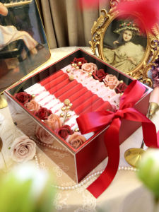 Transparent Acrylic Wedding Gift Box Red Wedding Ceremony Cash Gift Box High End DIY Material Square Shape Chinese Style