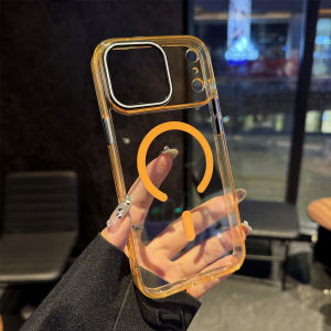 เคสโทรศัพท์แม่เหล็กอะคริลิกใสสูงสำหรับ iPhone 17 Air 16 15 14 Pro Max พร้อมปุ่มสัมผัสในตัว ฝาหลังกันกระแทก PC