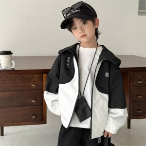 Boys Spring Autumn Lightweight Three-Proof Jacket Coat Childrens Clothing Polyester Fiber Zipper Closure Hooded Standard Fit