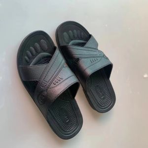 Anti-Static Slippers Cross Six-Hole Clean Shoes Plaid Soft Abrasion Resistant Non Slip Closed Toe Sandals Toe Protection Work Shoes Men