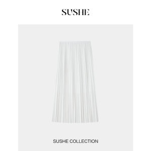 SUSHE | Shimmery Glittering and Flowing Waist Adjustable Wide Pleated Skirt Womens Fall