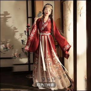 【IN Stock】 Hanfu Dress Women Chinese Ancient Traditional Hanfu Carnival Princess Cosplay Costume Stage Hanfu Blue&Red Dance Dress Plus size