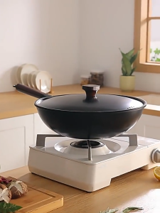 Iron Wok Japanese Style Series 28/32cm With Lids Can Be Used Directly Suitable For All Stoves