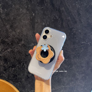 เคสโทรศัพท์ไร้สายแบบแม่เหล็ก ลายดอกไม้ไม้ สำหรับ iPhone 17 pro Max พร้อมสายรัด ป้องกันการตกหล่น ดีไซน์หรูหรา สไตล์เกาหลี