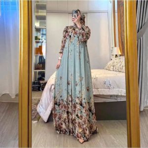 Set Gamis Hijab Himalaya Gamis Motif Bunga Busui Frindly Gamis Rayon Diamond