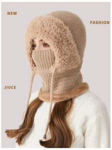 Big Head Suitable for Hooded PNE-Piece Suit Womens Winter Cycling Fleece-lined Thickened Face Covering Knitting Hat Scarf Mask Heattech Kit