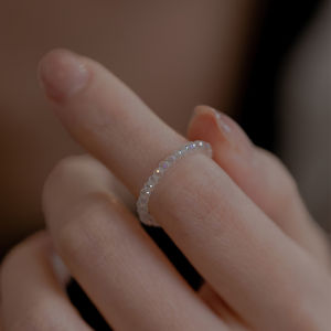 Handmade Mini Crystal Ab Color 14k Gold Plated Super Shiny Crystal Ring for Women Ultra Thin Soft Ring Stackable Fashion Jewelry