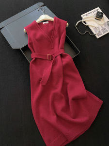 PAIBOLI | Elegant Waist Accentuating Red Dress for Special Occasions
