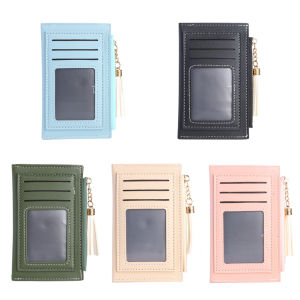 Womens PU Leather Card Holder with Tassel and Multi-slot Design Compact Purse for Everyday Essentials